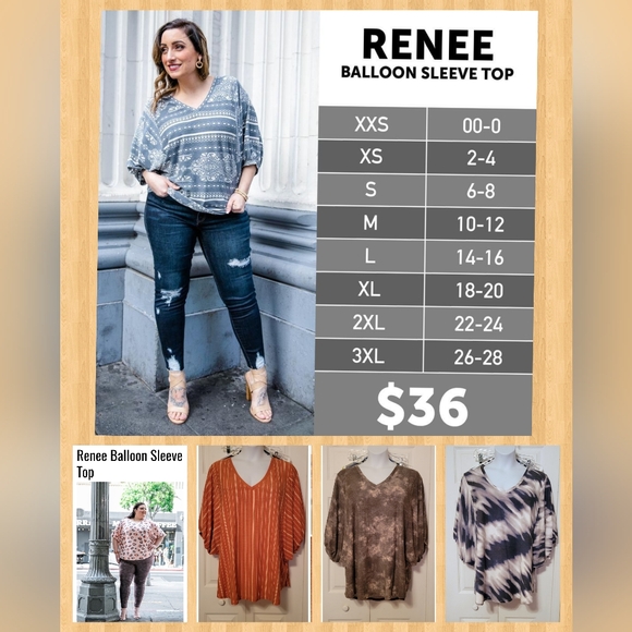 #439 Lularoe Renee balloon tops Varies, colors Avail,Sz. 3X - Picture 1 of 6